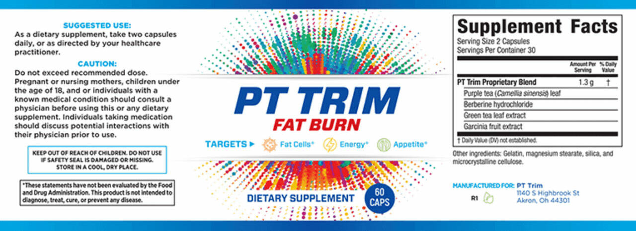 PT Trim Fat Burn supplement facts
